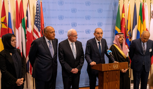 المجموعة العربية في الأمم المتحدة تدعو جميع أعضاء مجلس الأمن إلى التصويت لصالح طلب دولة فل...